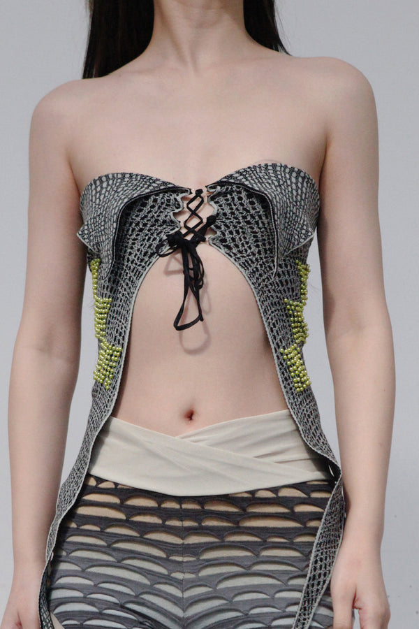 RUI Jacquard Beaded Strap Top RSS23KN16 Onyx&frost Black&Frost Blue